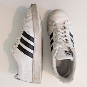 Adidas Men's Cloud Foam Advantage White Leather Black Stripes HWI 28Y001